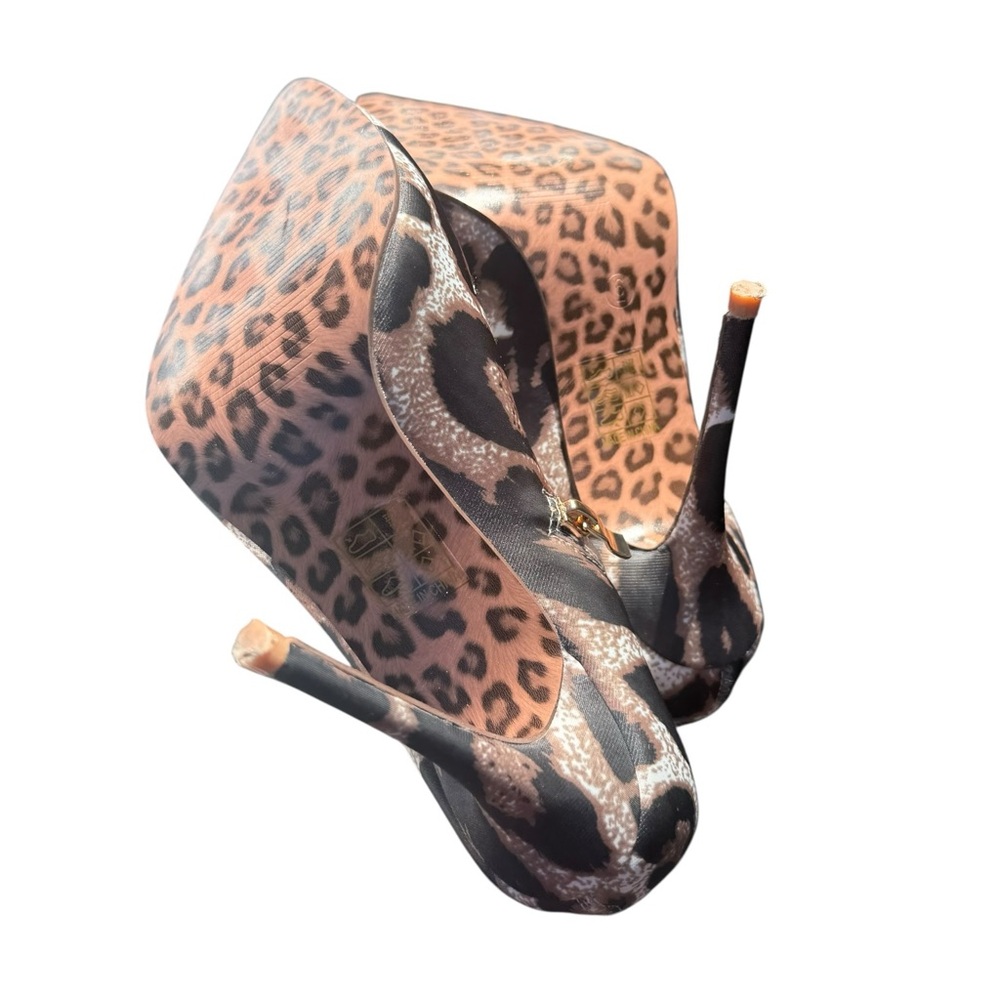 NEWBELLA Stretch Leopard Print Over-the-Knee Pointed Toe Stiletto Boots Size 6 - Picture 12 of 15